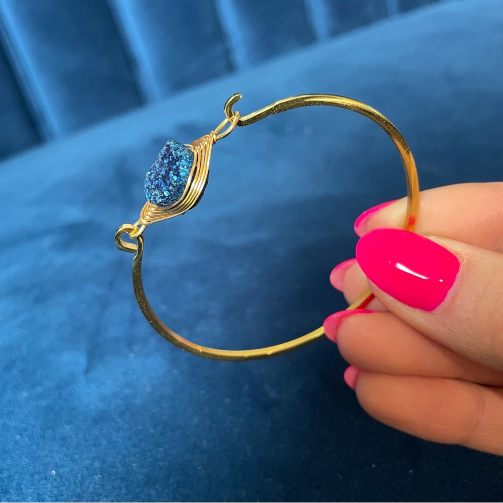 Stella & Dot blue druzy bangle Bracelet